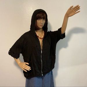 100% Linen PuroLino black hoodie jacket Made in Italy New with Tags Large Or XL